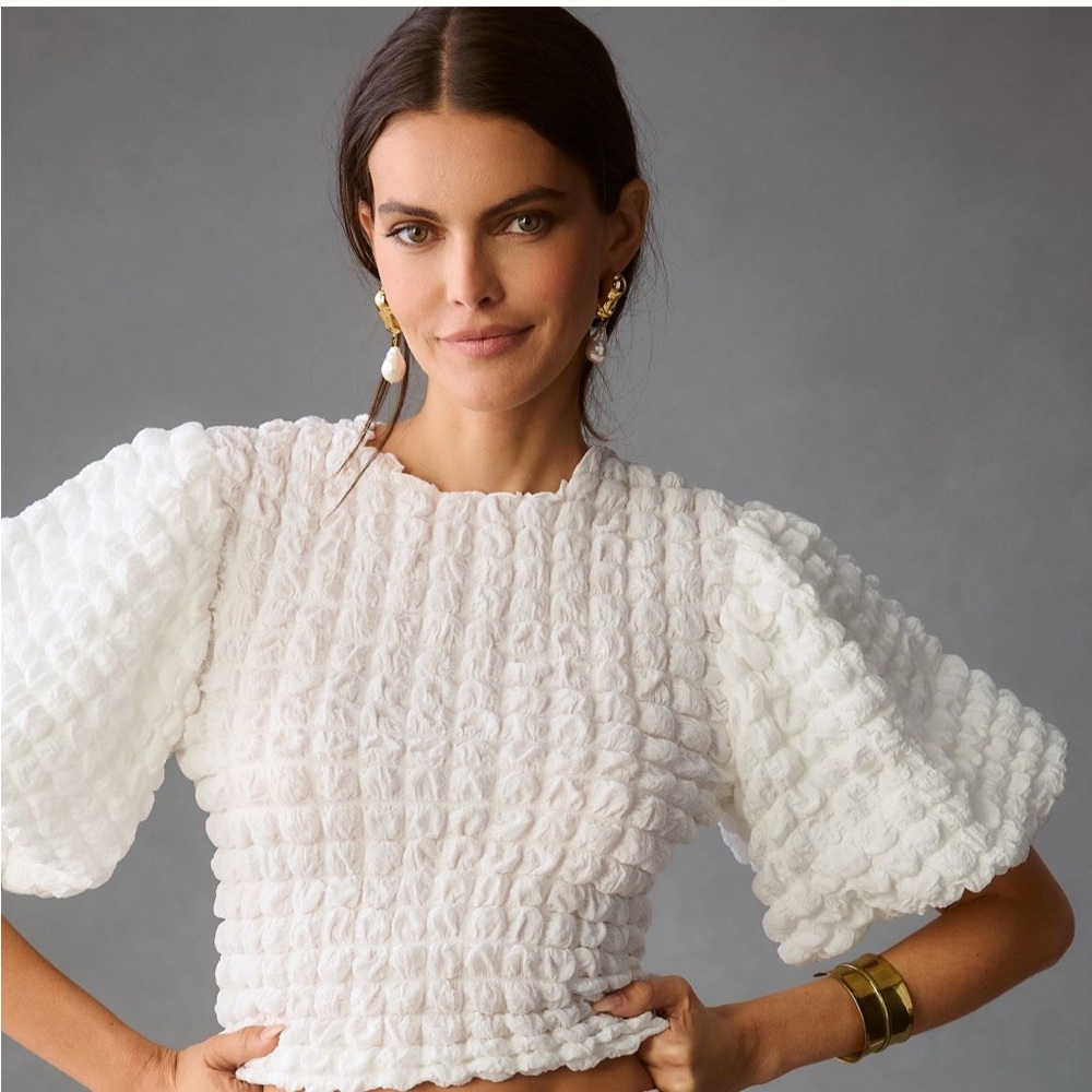 NWT Anthropologie Eri & Ali Puffed Sleeve Top